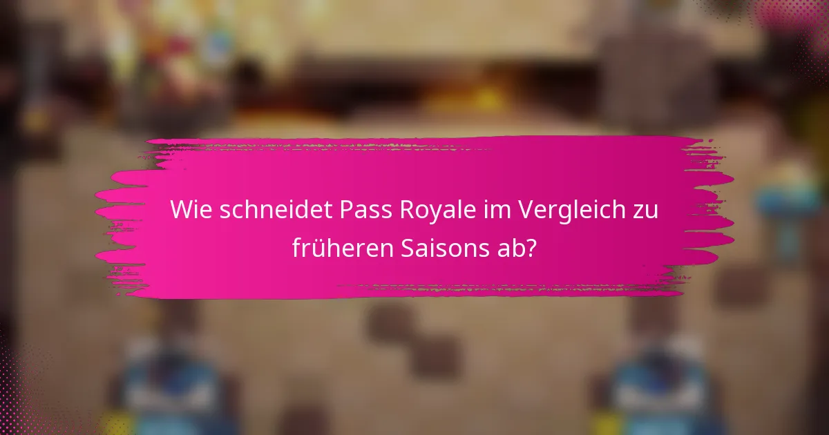 Wie schneidet Pass Royale im Vergleich zu früheren Saisons ab?
